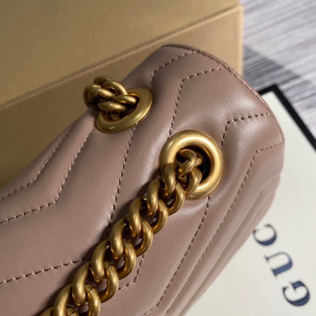 443496 gg marmont medium matelasse shoulder bag nude pink leather gold hardware