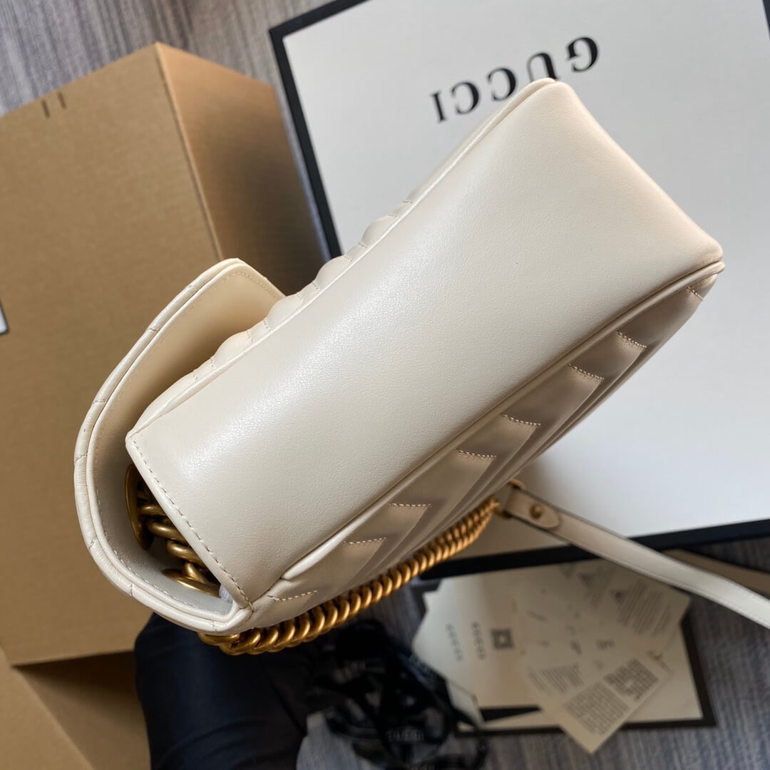 443496 gg marmont medium matelasse shoulder bag white leather gold hardware