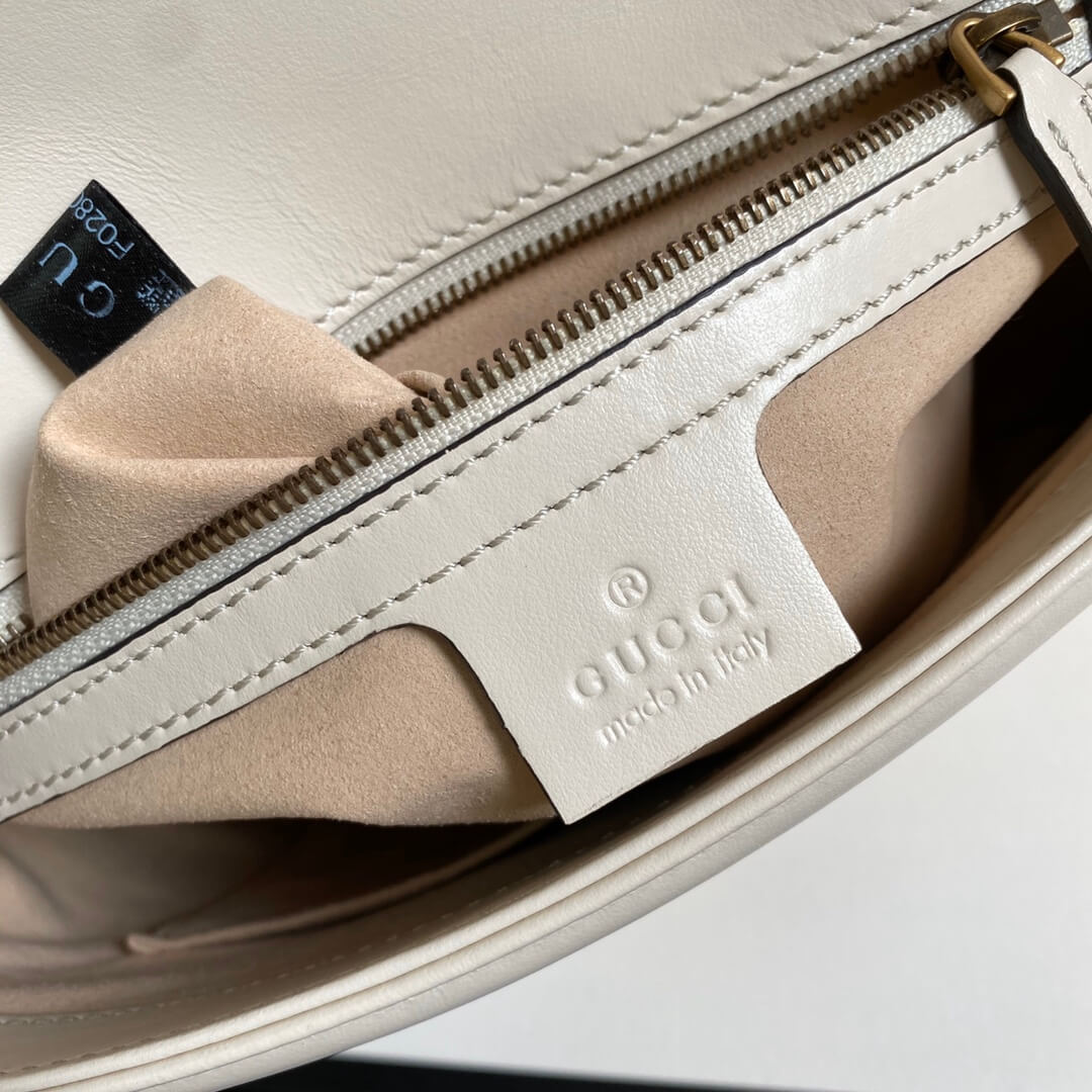 443496 gg marmont medium matelasse shoulder bag white leather gold hardware