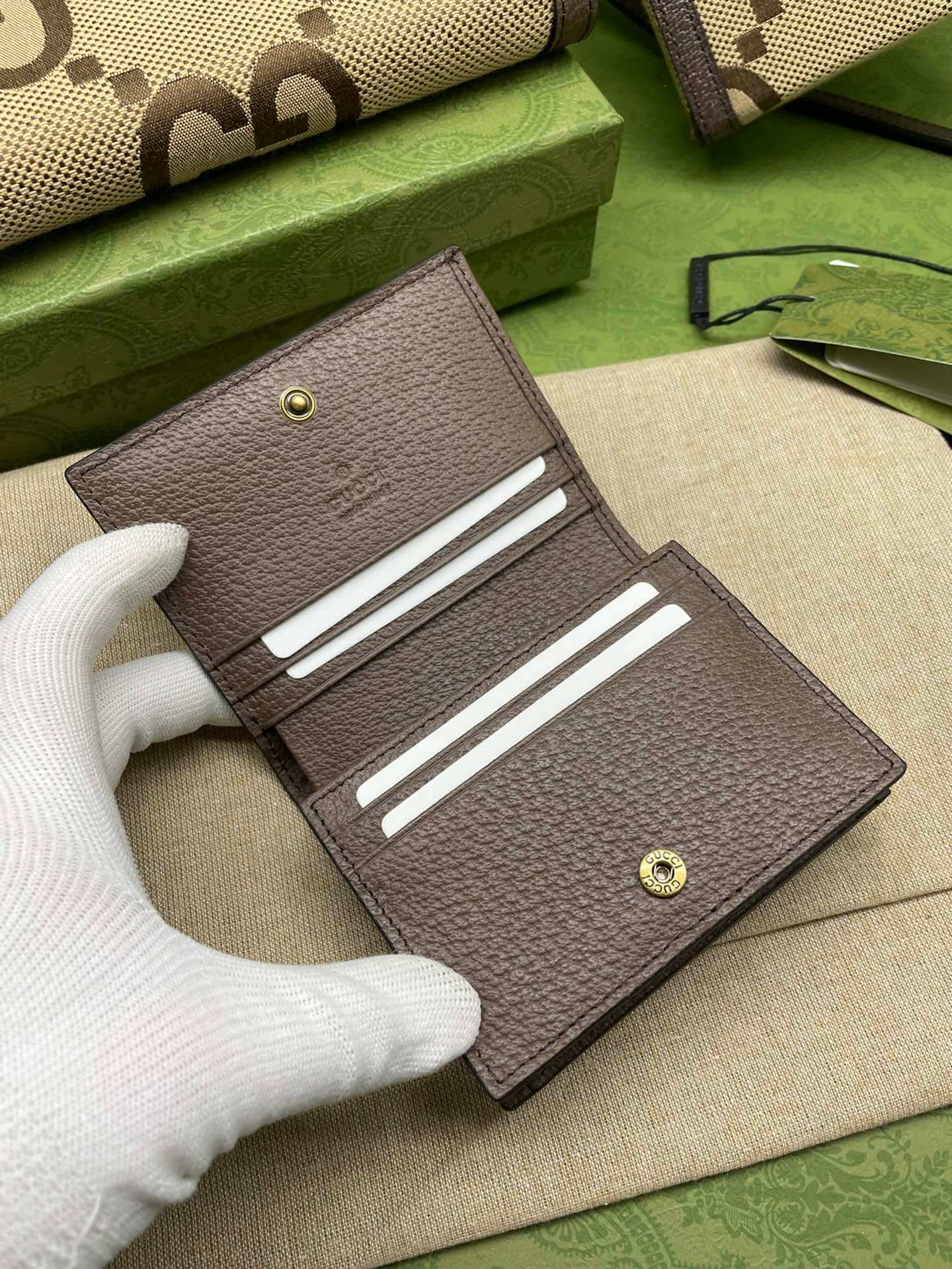 gg bamboo wallet card bag browm free shipping