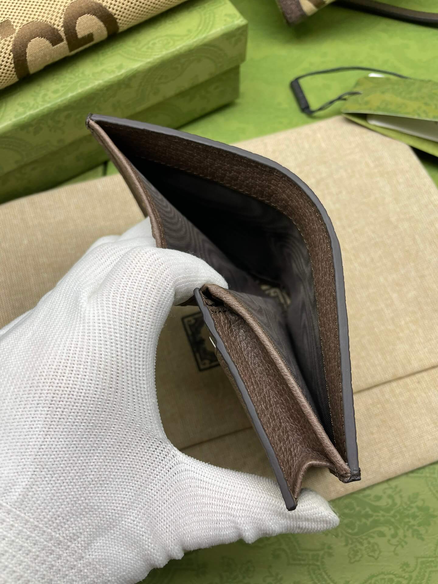 gg bamboo wallet card bag browm free shipping