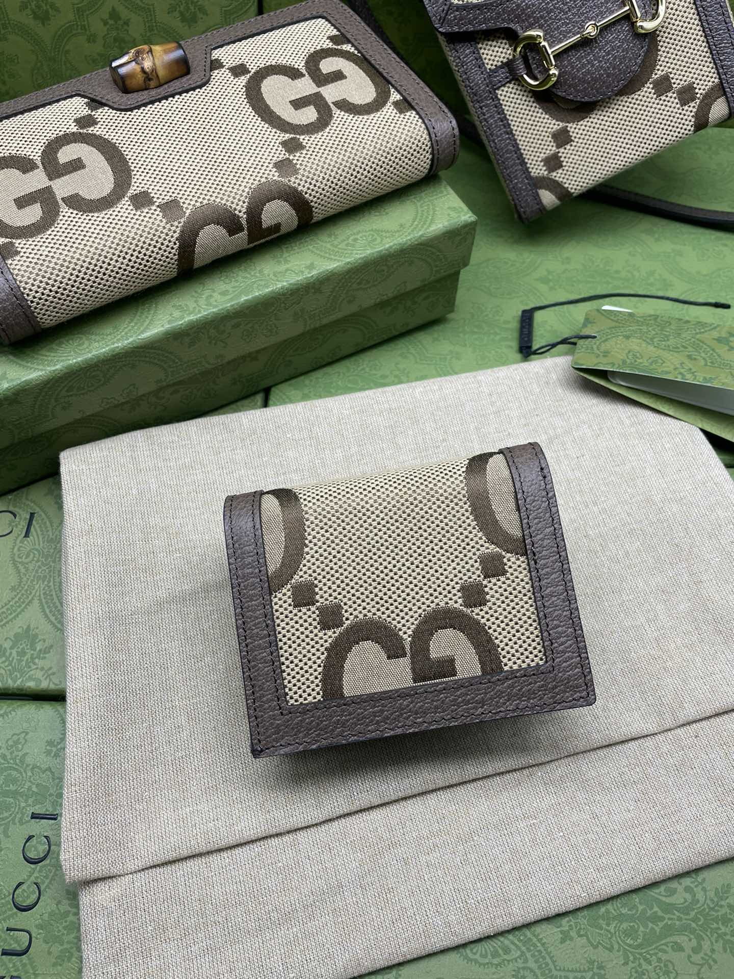 gg bamboo wallet card bag browm free shipping