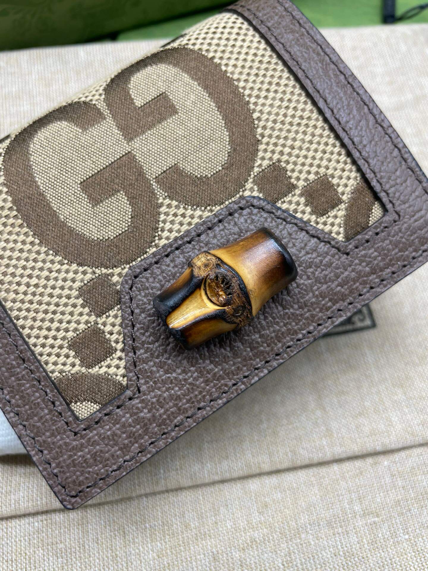gg bamboo wallet card bag browm free shipping