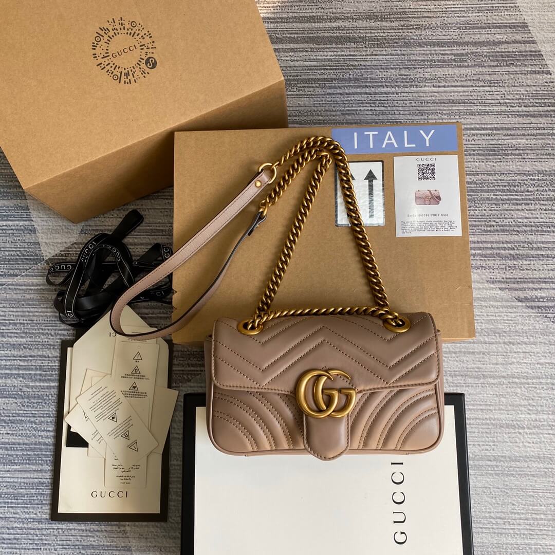 gg 446744 shoulder bag leather wild gg mrmon marmont cross body bags nude