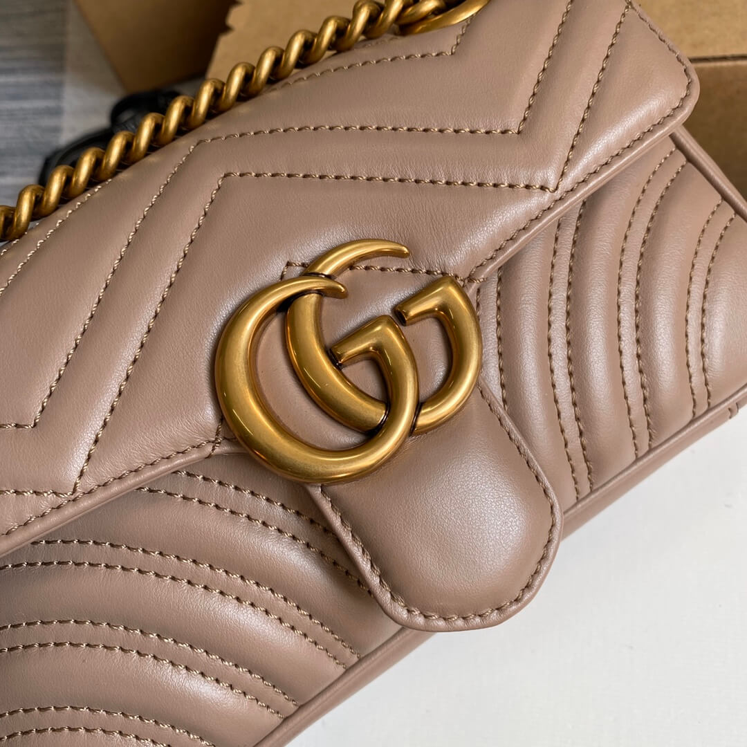 gg 446744 shoulder bag leather wild gg mrmon marmont cross body bags nude