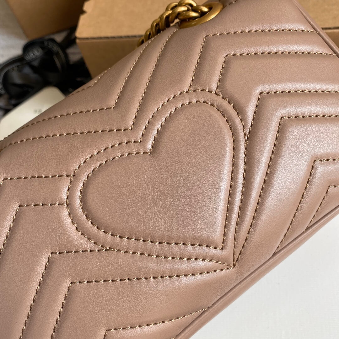 gg 446744 shoulder bag leather wild gg mrmon marmont cross body bags nude