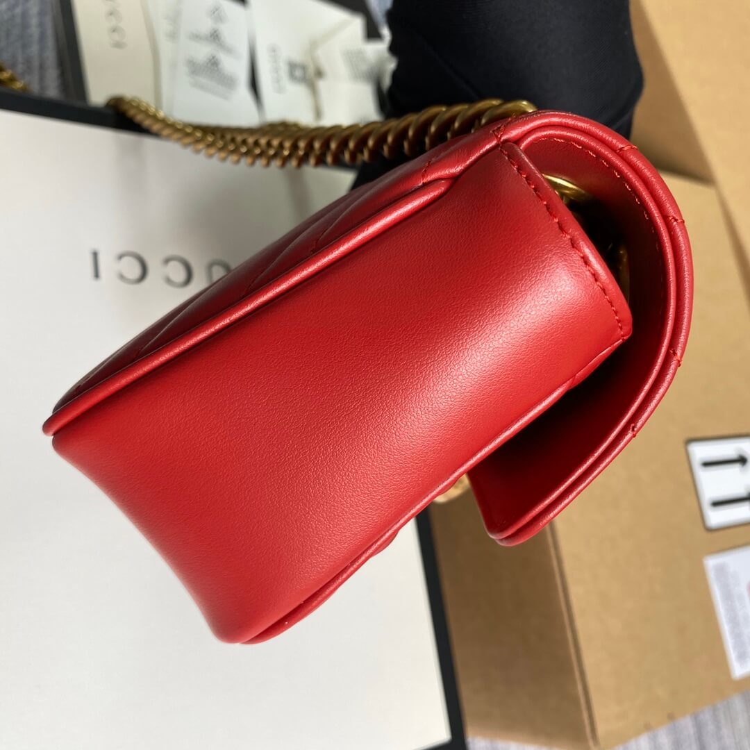 gg 446744 shoulder bag leather wild gg mrmon marmont cross body bags red