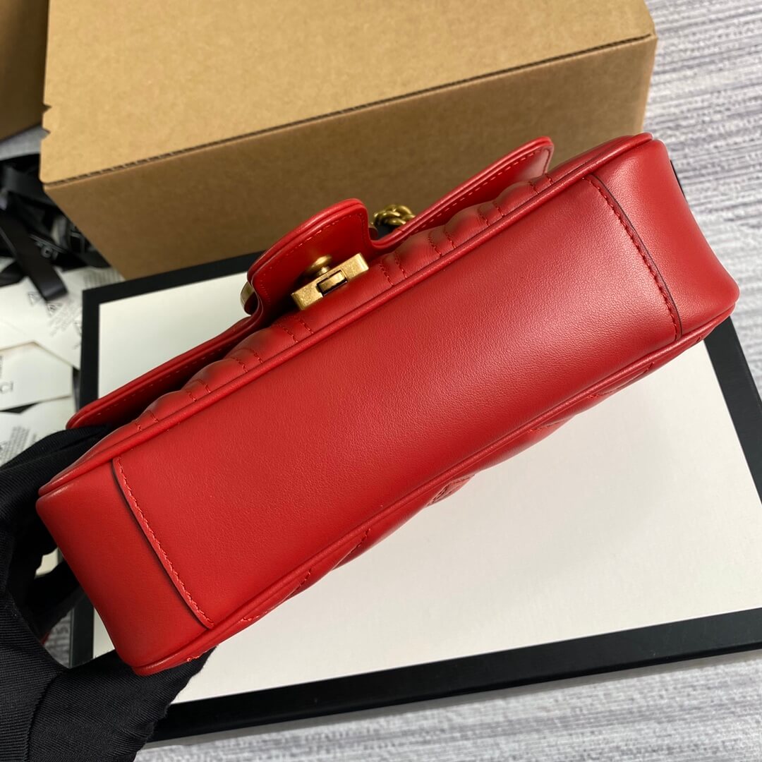 gg 446744 shoulder bag leather wild gg mrmon marmont cross body bags red