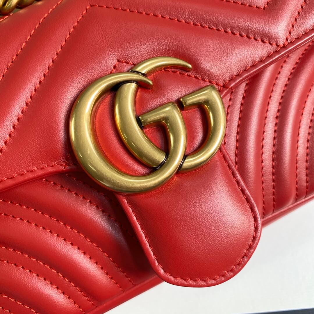 gg 446744 shoulder bag leather wild gg mrmon marmont cross body bags red
