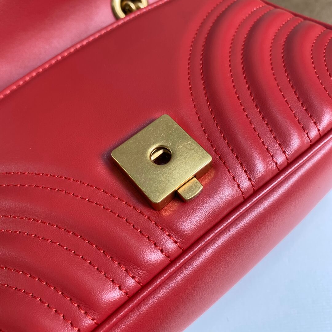 gg 446744 shoulder bag leather wild gg mrmon marmont cross body bags red