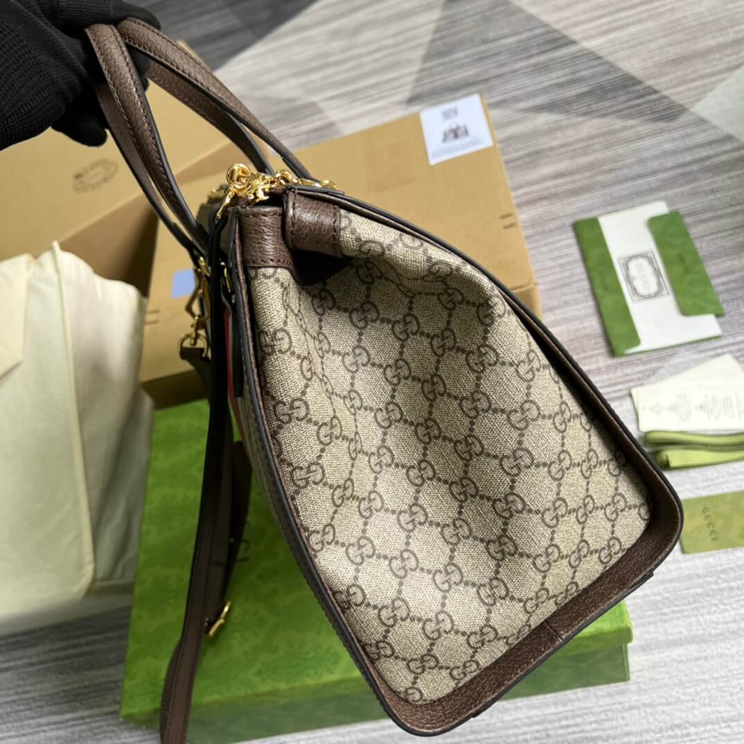 gg 524537 shoulder bag handbag leather pvc brown