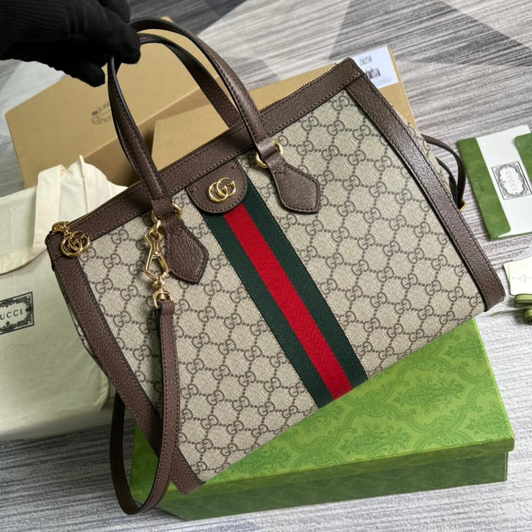 gg 524537 shoulder bag handbag leather pvc brown