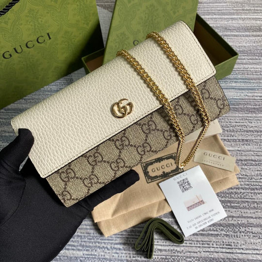 gg 546585 shoulder bag clutch bag wallet free shipping coffee powder white