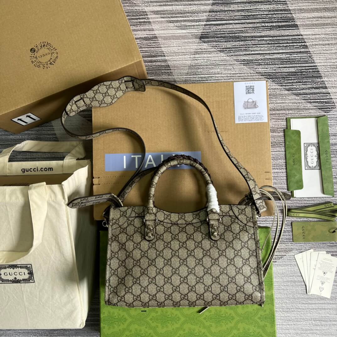 gg 681690 shoulder bag handbag leather pvc grey