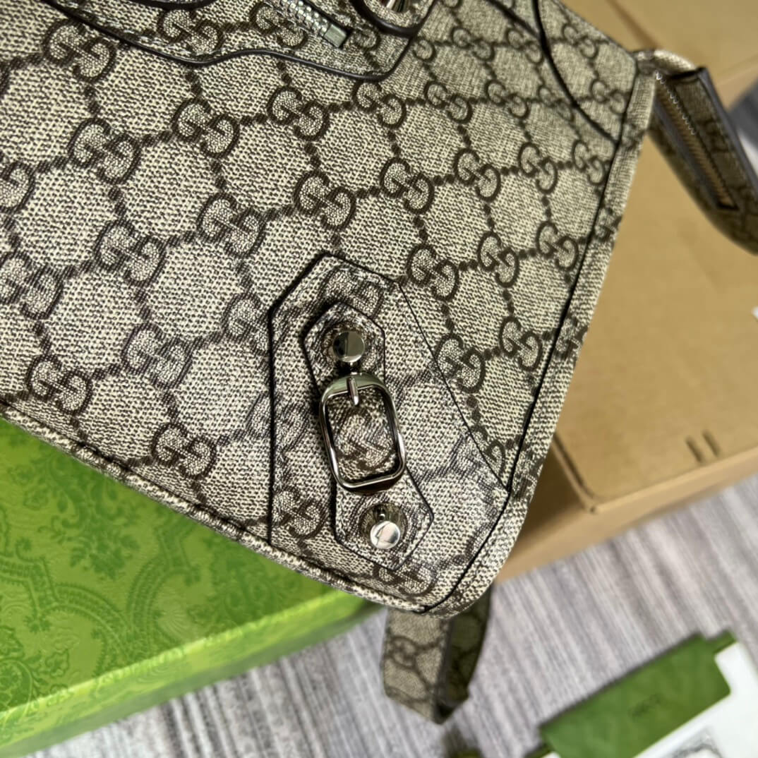 gg 681690 shoulder bag handbag leather pvc grey