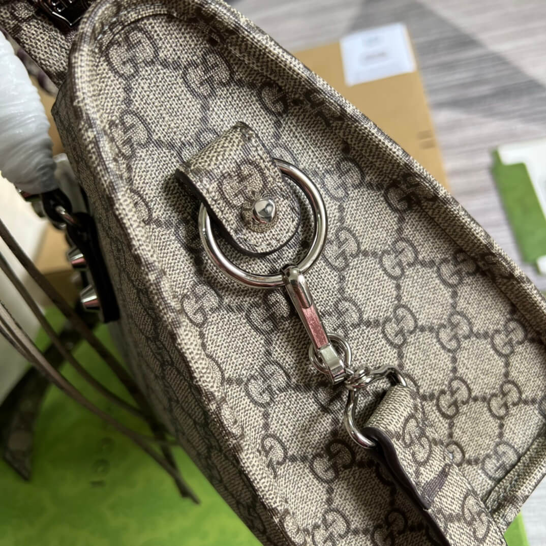 gg 681690 shoulder bag handbag leather pvc grey