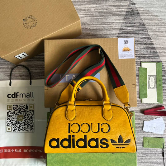 gg 702397 shoulder bag handbag yellow adidas x gucc