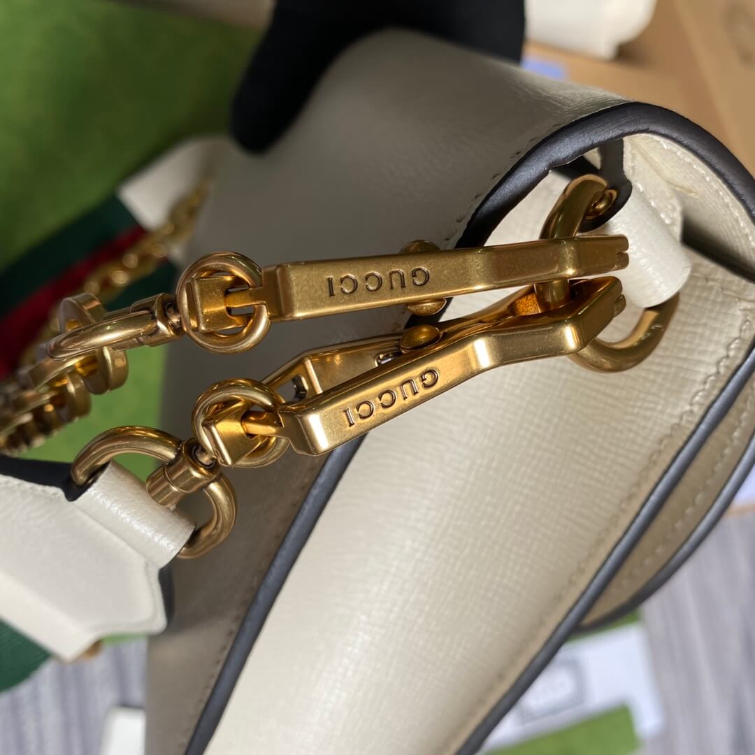 gucci horsebit envelope chain sling bag white