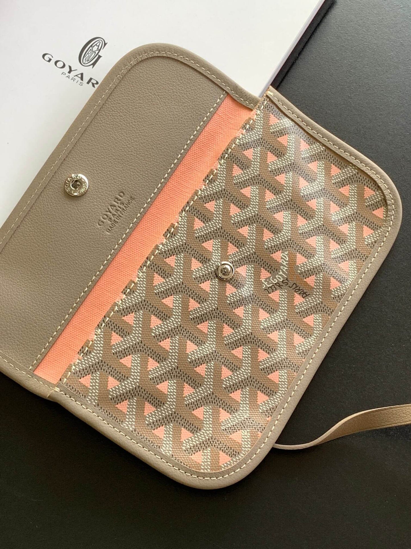 goyard gm size tote handbag 020144 grey pink