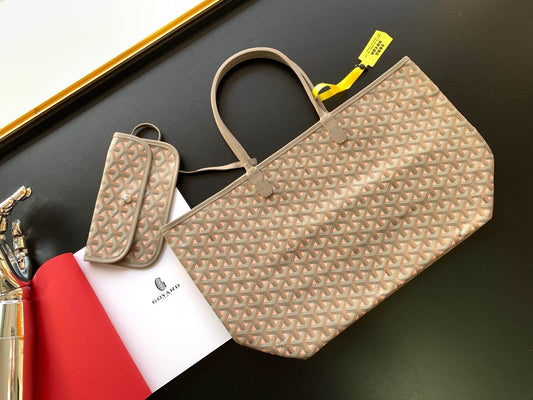 goyard pm size tote handbag 020184 grey pink