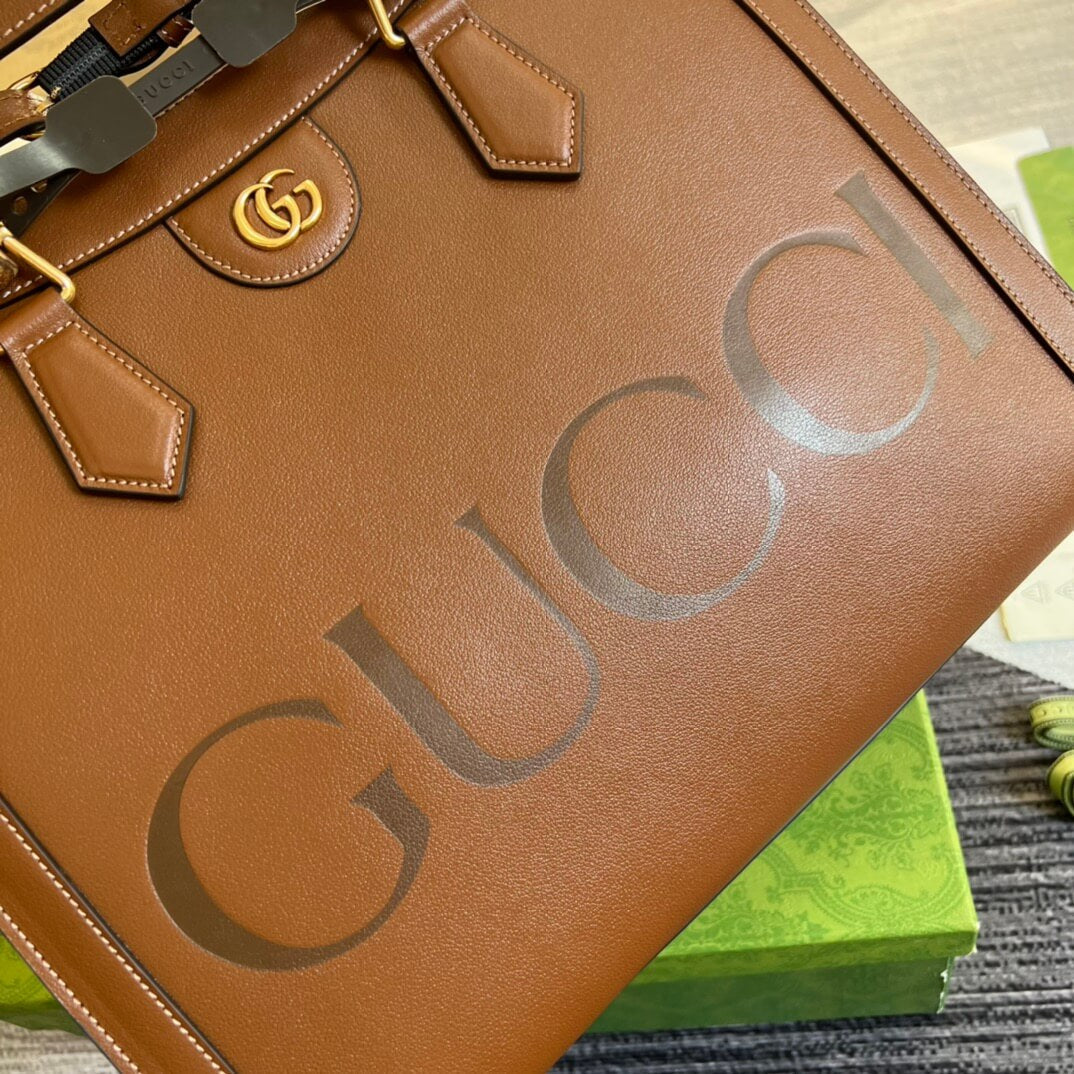 gg diana bamboo joint tote handbag cowhide brown embossing 655658