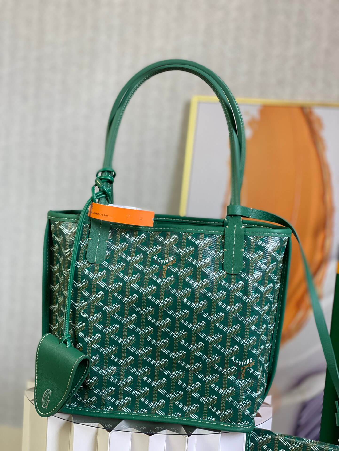 gy 020660 green sac anjou mini tote bag reversible leather