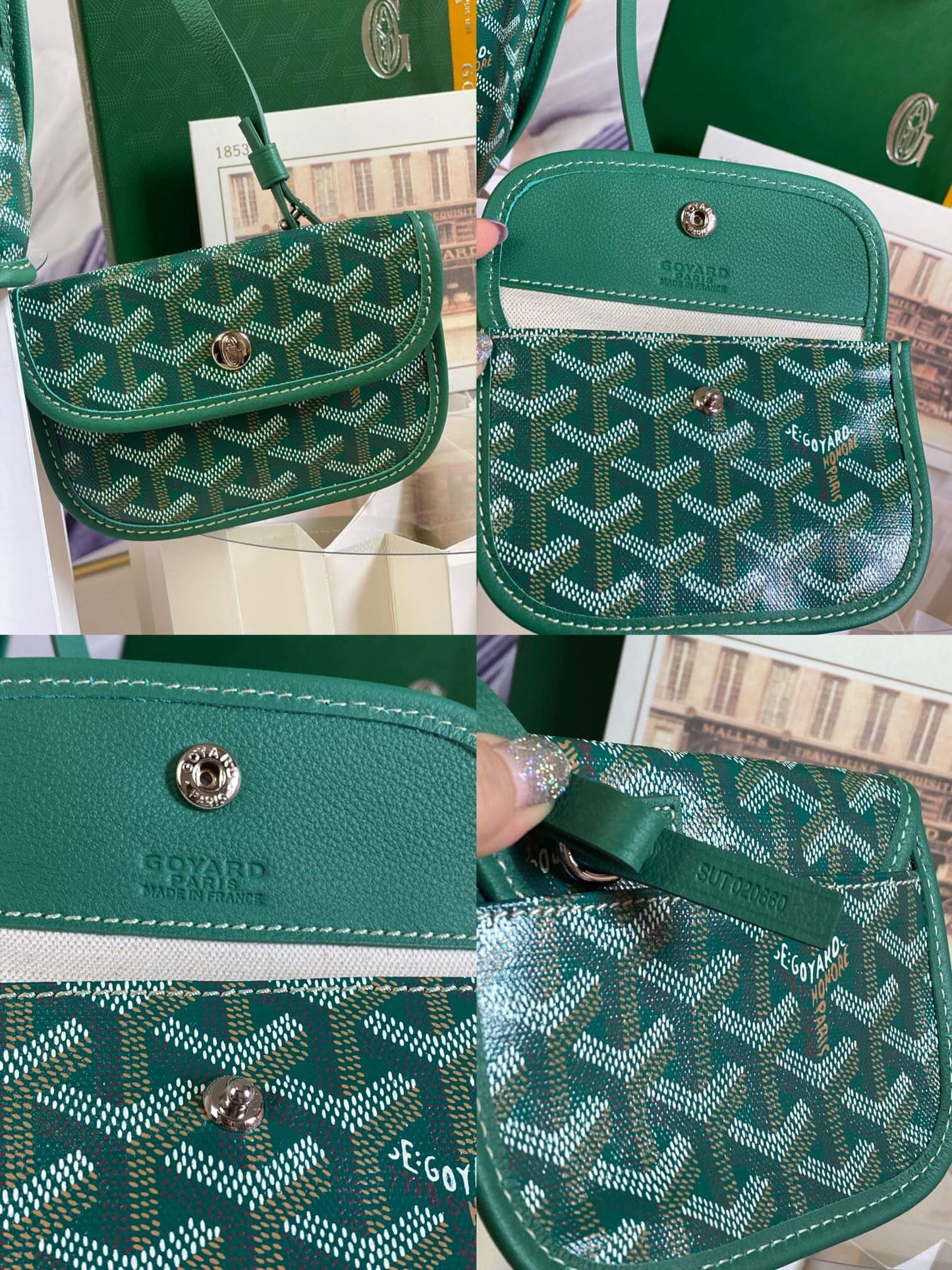gy 020660 green sac anjou mini tote bag reversible leather