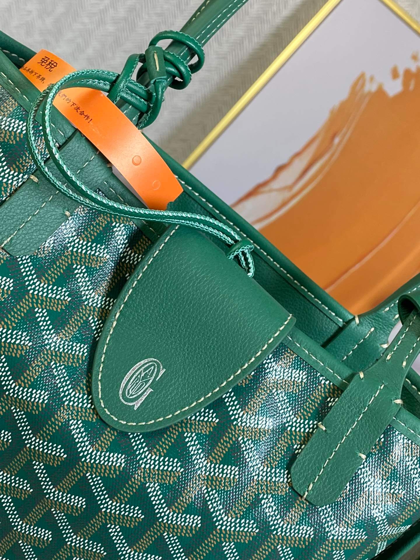 gy 020660 green sac anjou mini tote bag reversible leather