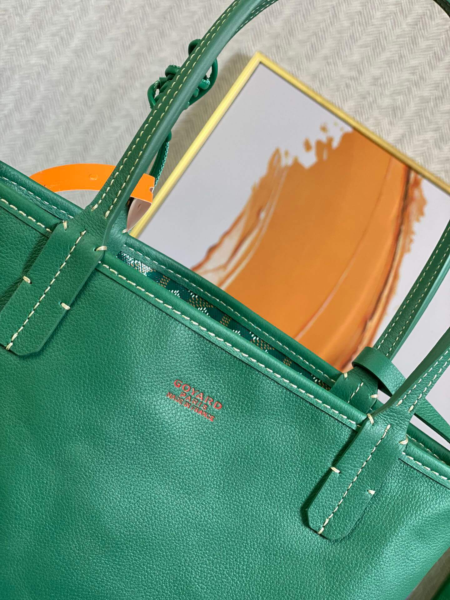 gy 020660 green sac anjou mini tote bag reversible leather