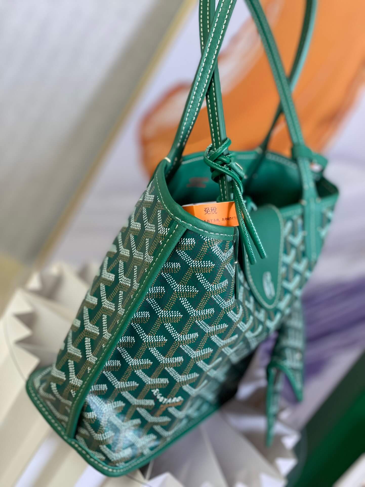 gy 020660 green sac anjou mini tote bag reversible leather