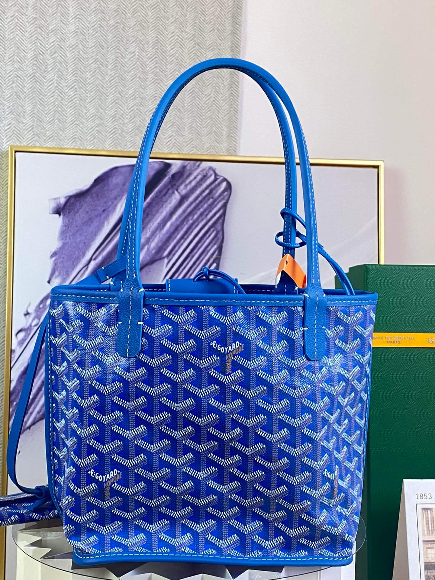 gy 020660 blue sac anjou mini tote bag reversible leather