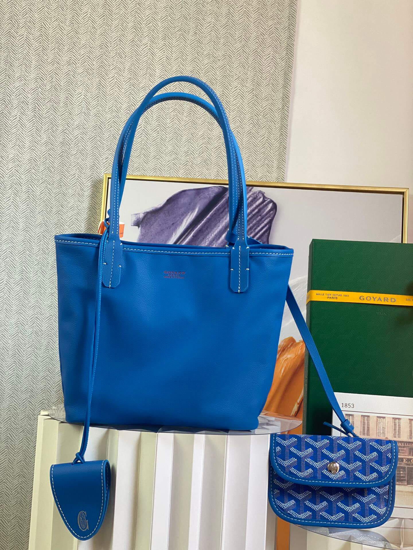 gy 020660 blue sac anjou mini tote bag reversible leather