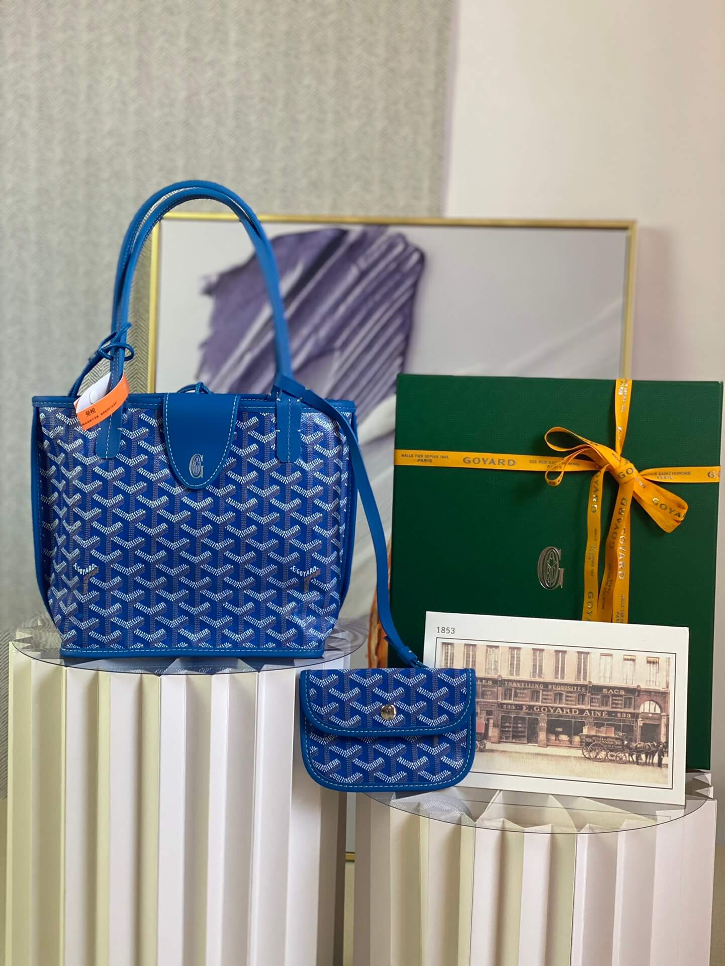 gy 020660 blue sac anjou mini tote bag reversible leather