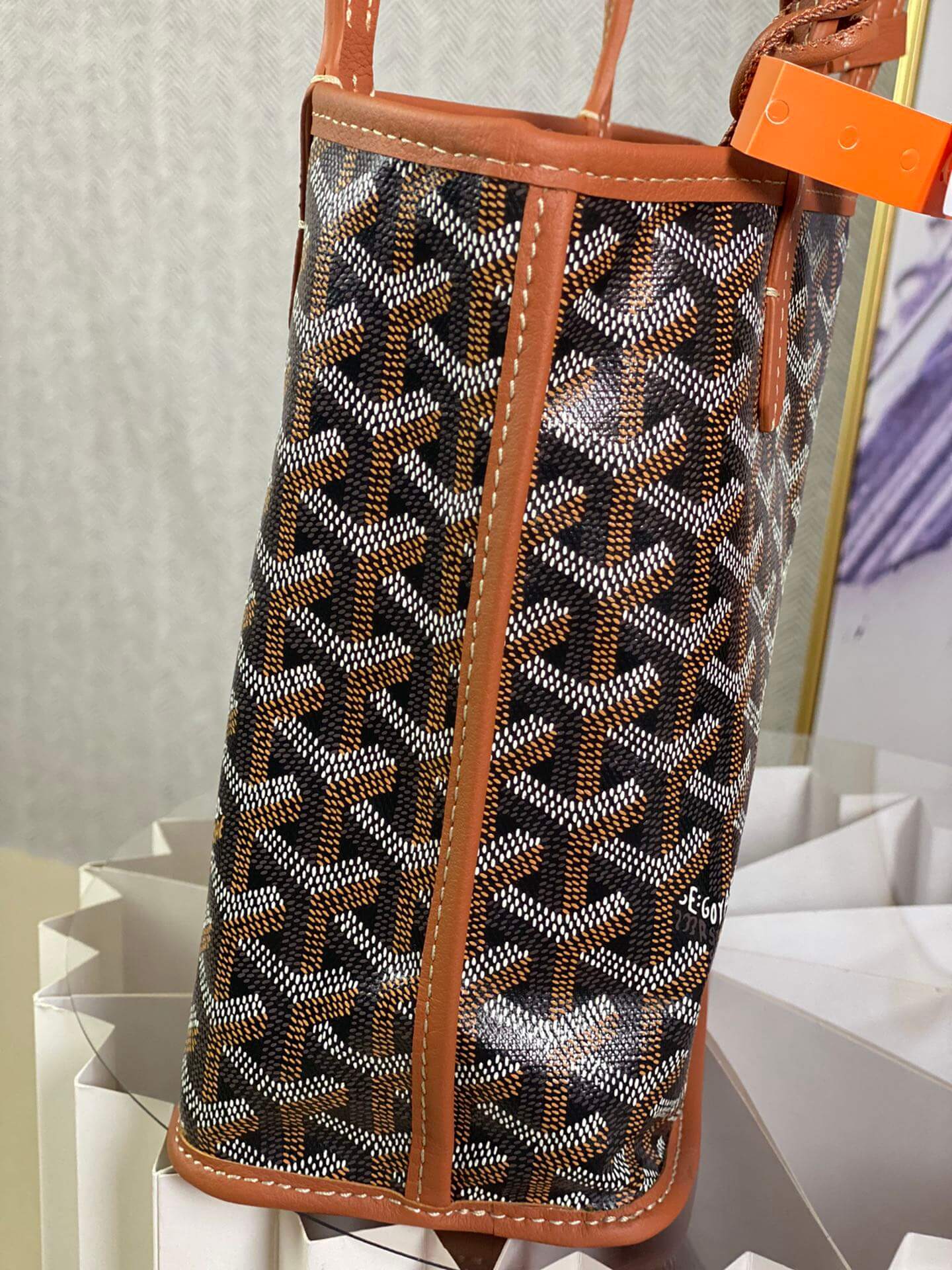 gy 020660 brown sac anjou mini tote bag reversible leather