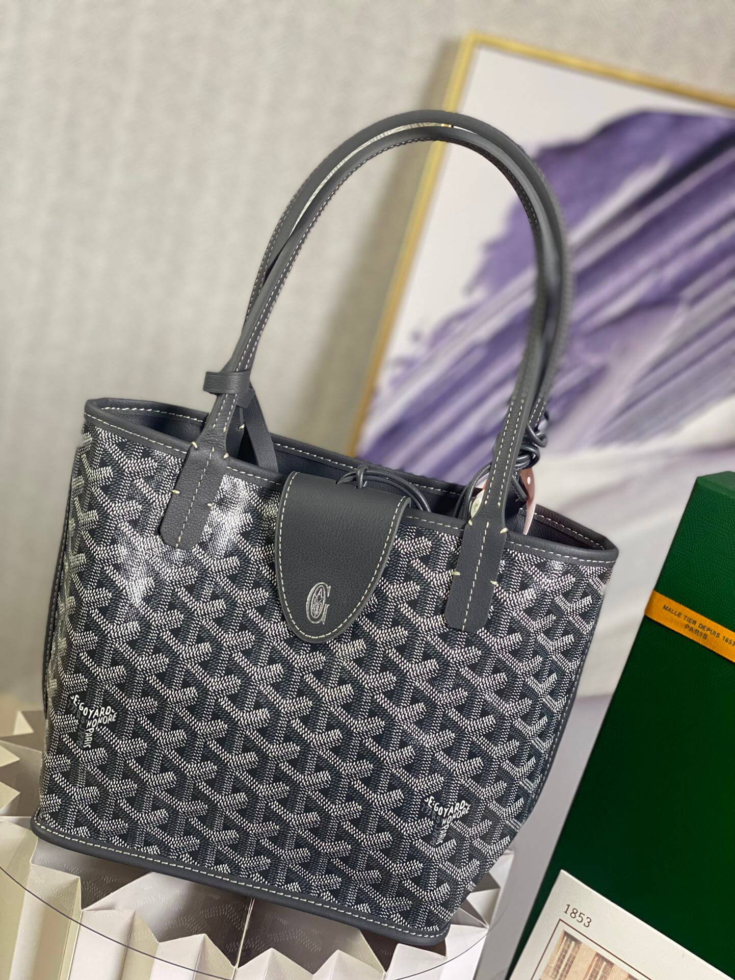 gy 020660 grey sac anjou mini tote bag reversible leather
