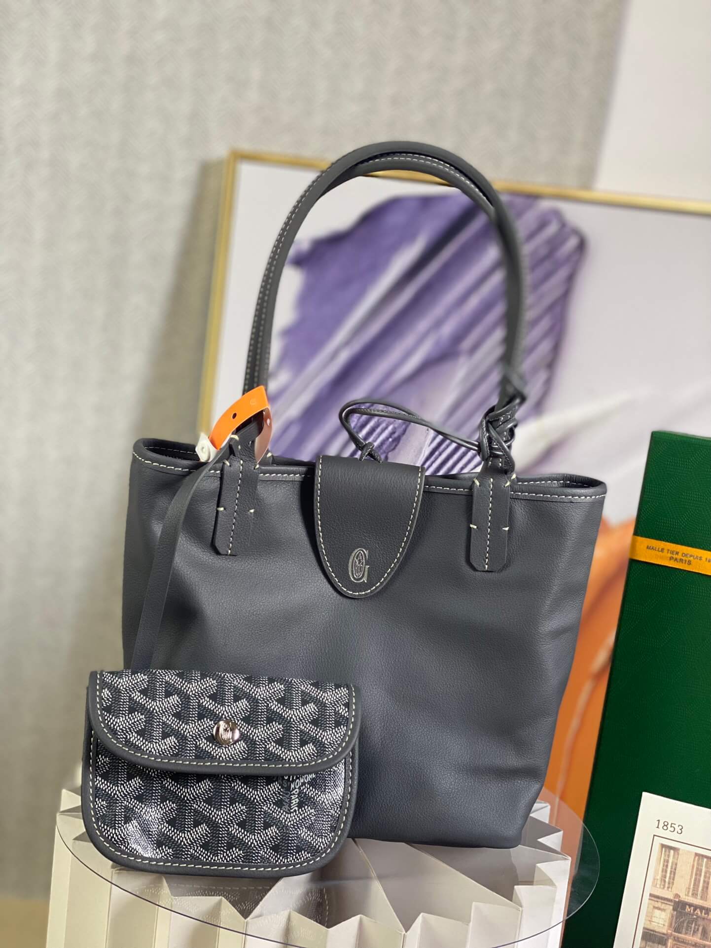 gy 020660 grey sac anjou mini tote bag reversible leather