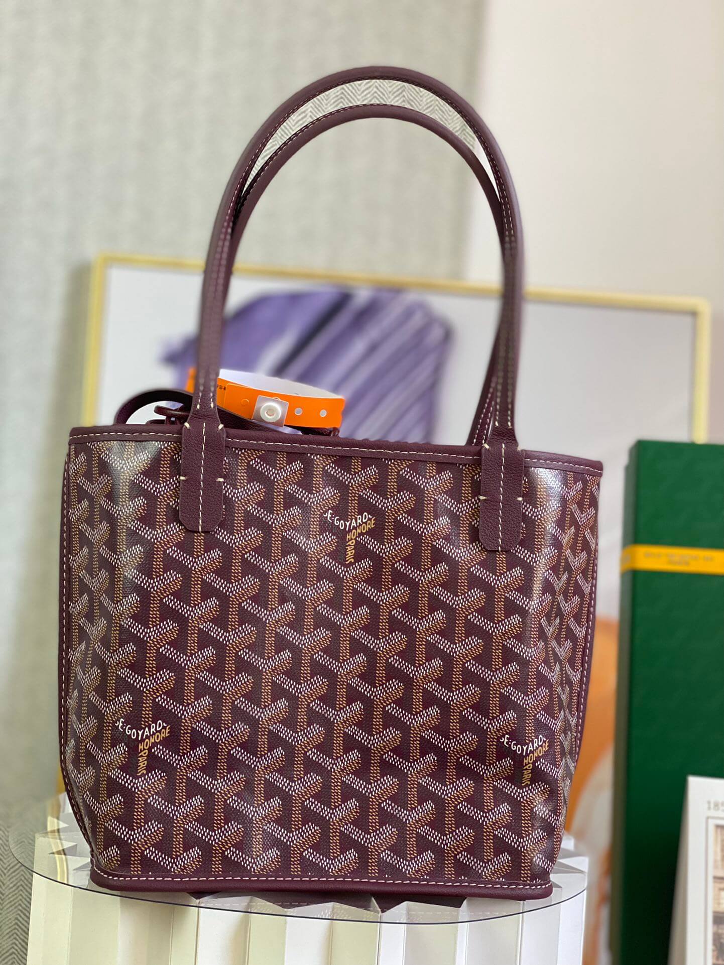 gy 020660 maroon win red sac anjou mini tote bag reversible leather