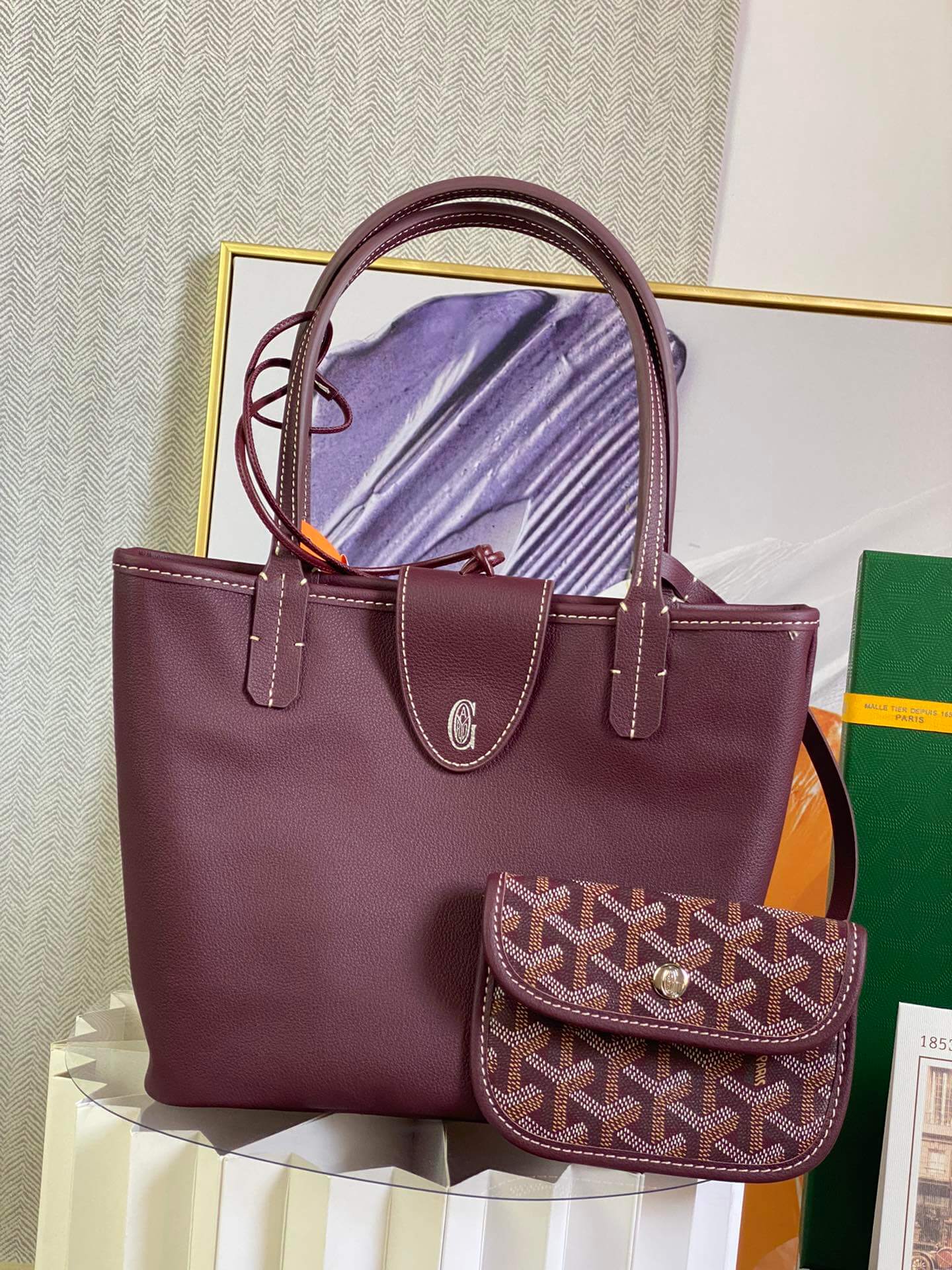 gy 020660 maroon win red sac anjou mini tote bag reversible leather