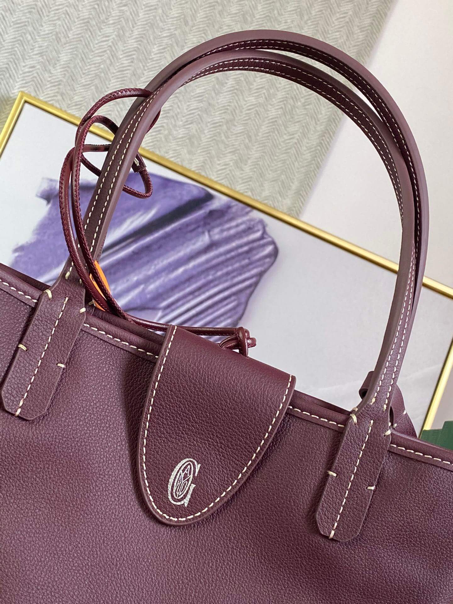 gy 020660 maroon win red sac anjou mini tote bag reversible leather