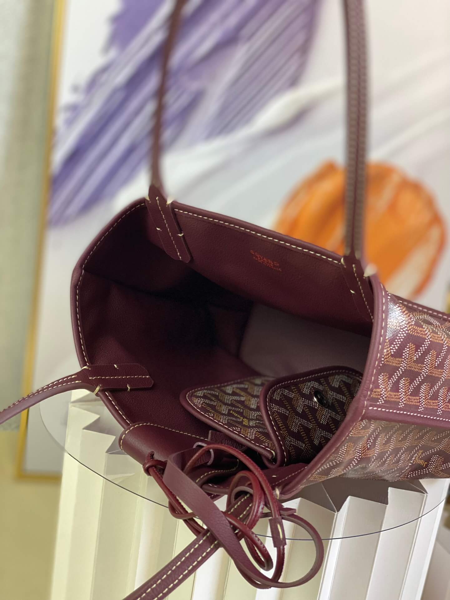 gy 020660 maroon win red sac anjou mini tote bag reversible leather
