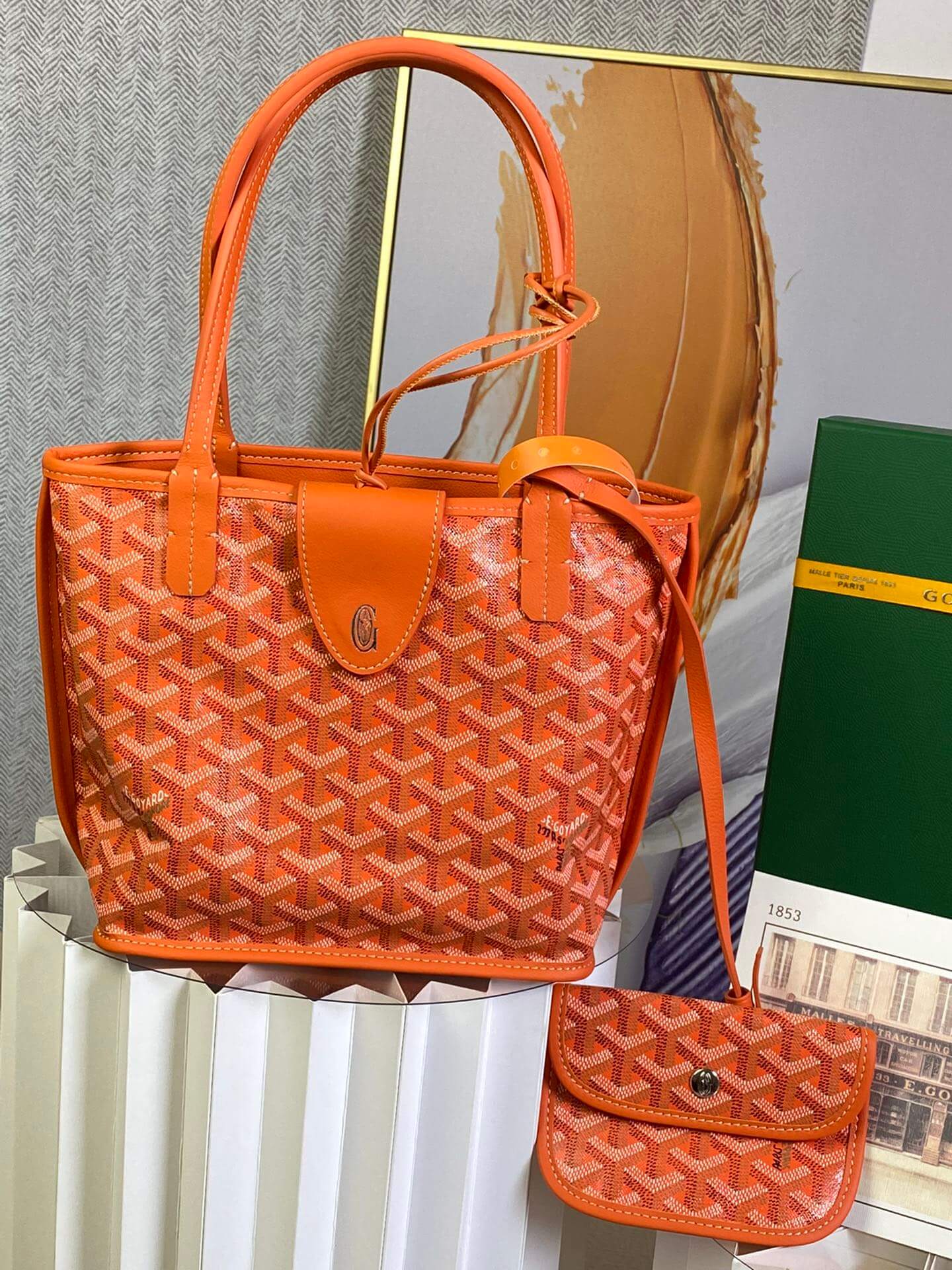 gy 020660 orange sac anjou mini tote bag reversible leather