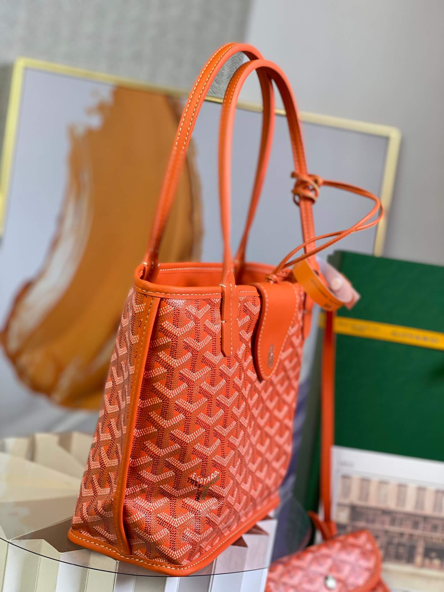 gy 020660 orange sac anjou mini tote bag reversible leather