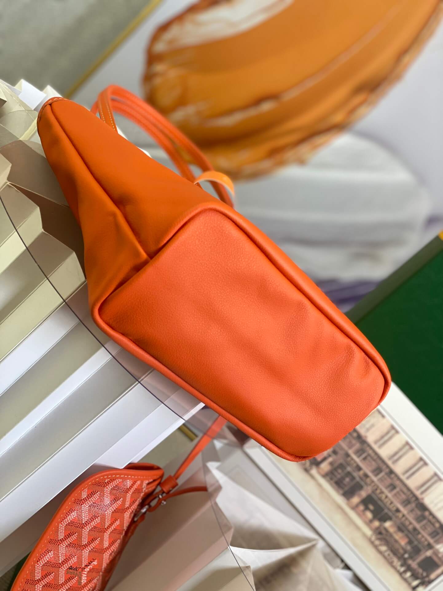 gy 020660 orange sac anjou mini tote bag reversible leather