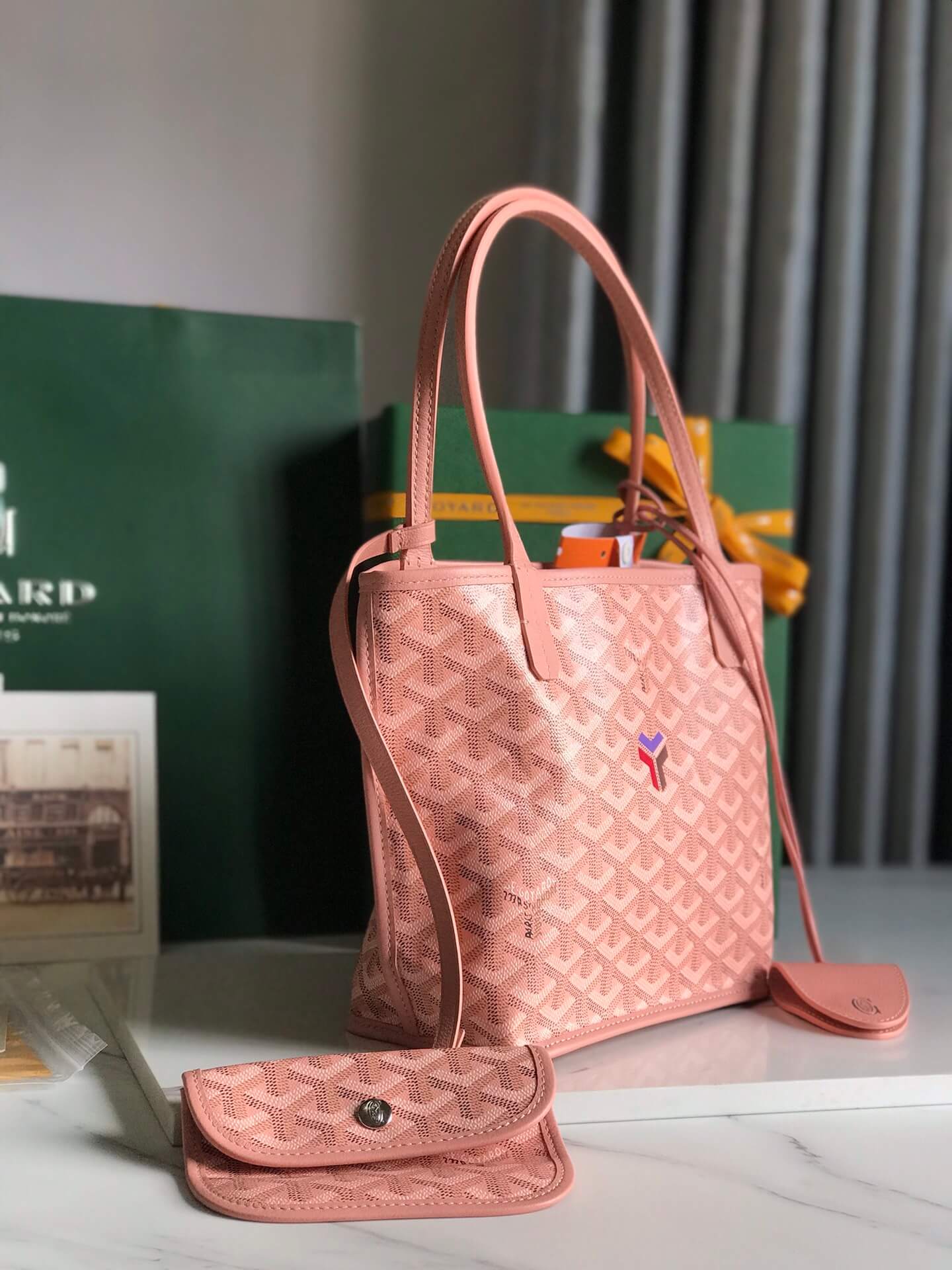 gy 020660 pink sac anjou mini tote bag reversible leather