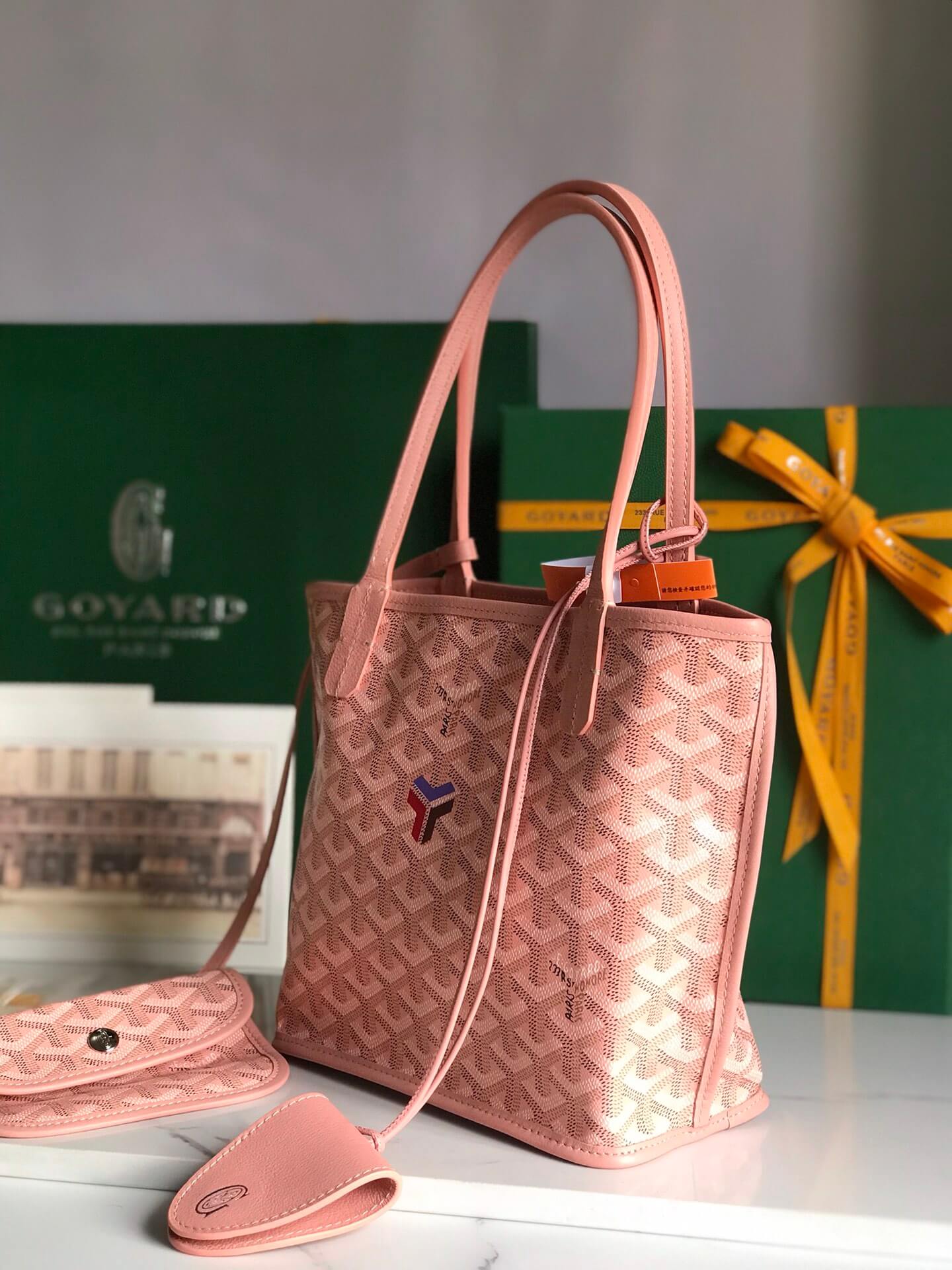 gy 020660 pink sac anjou mini tote bag reversible leather
