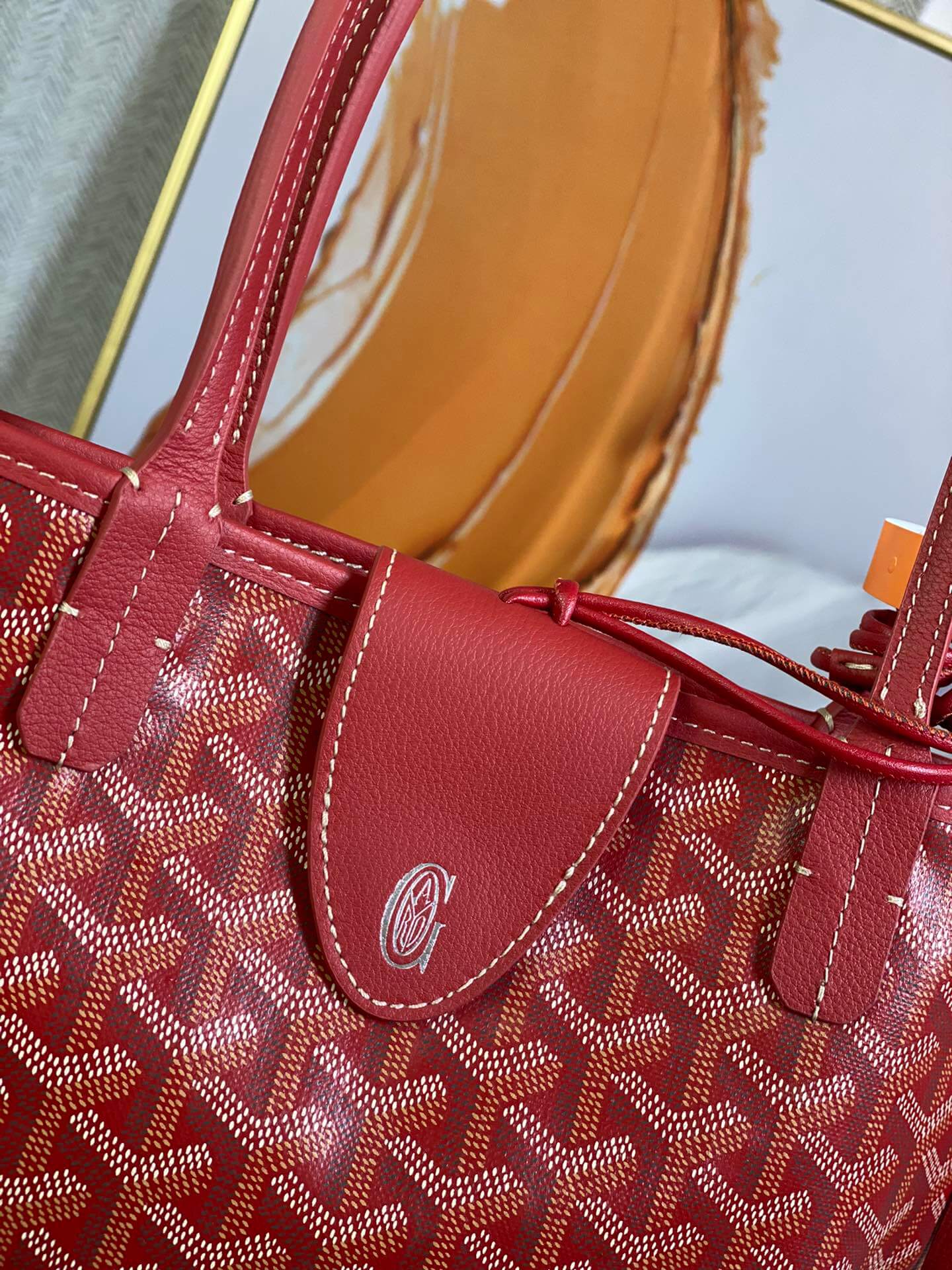 gy 020660 red sac anjou mini tote bag reversible leather