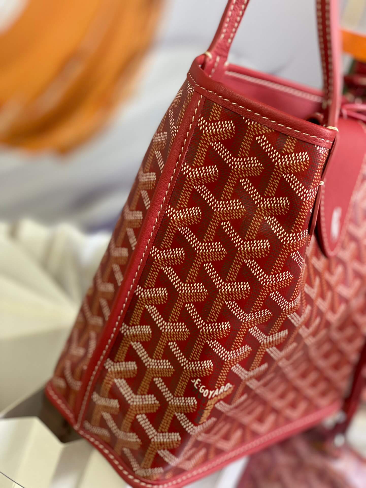 gy 020660 red sac anjou mini tote bag reversible leather