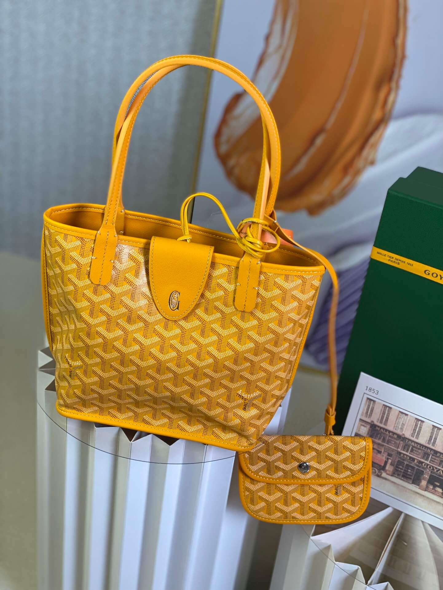gy 020660 yellow sac anjou mini tote bag reversible leather