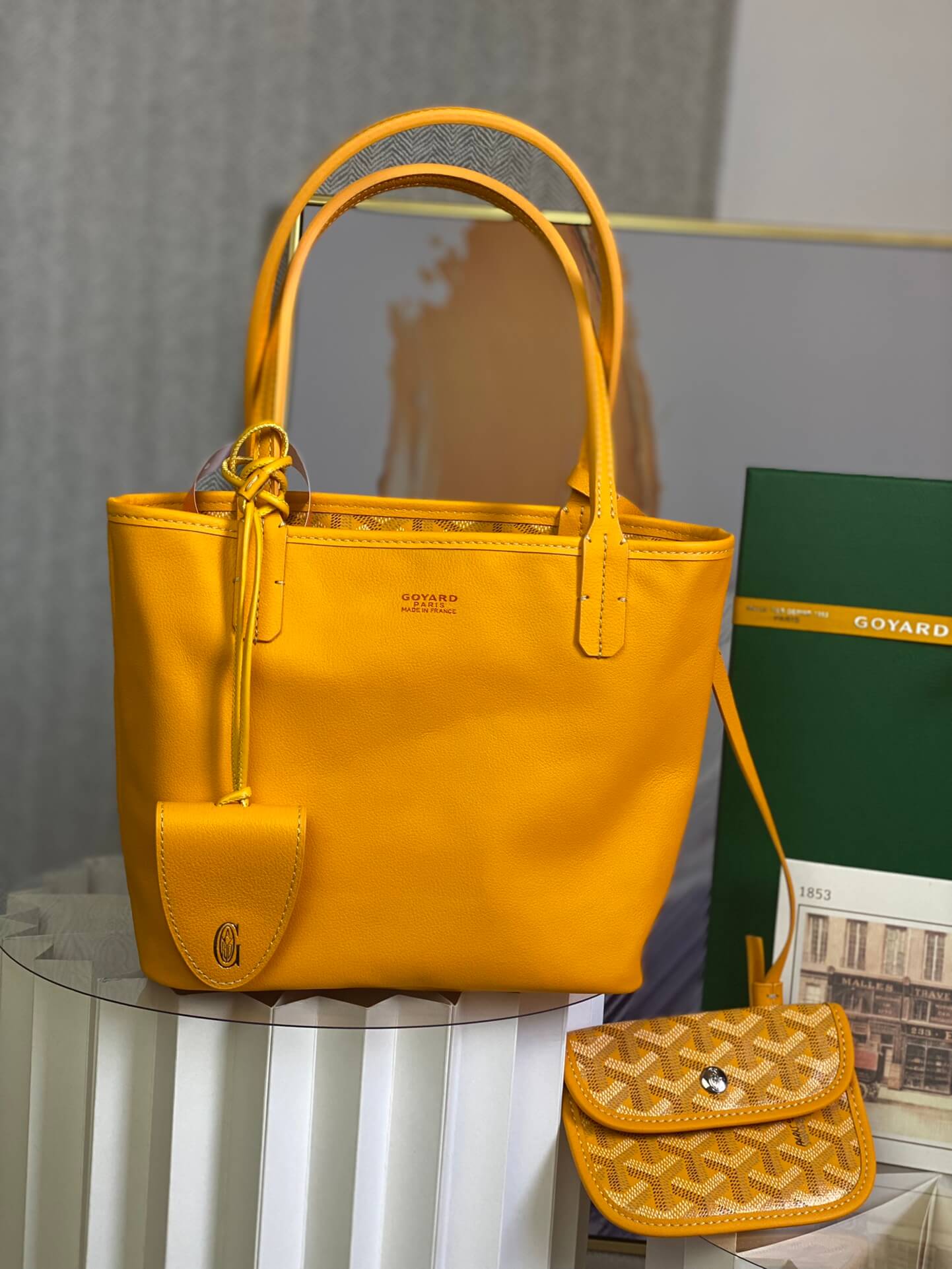 gy 020660 yellow sac anjou mini tote bag reversible leather