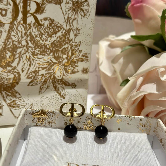 gold cd black beads exquisite versatile fashion earrings ehc27